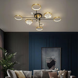 Modern Nordic Geometric Crystal LED Flush Mount Ceiling Light for Luxury Living Room Decor