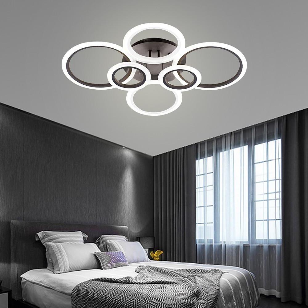 Modern Geometric Circles LED Cluster Ceiling Light Flush Mount Fixture for Bedroom and Living Room