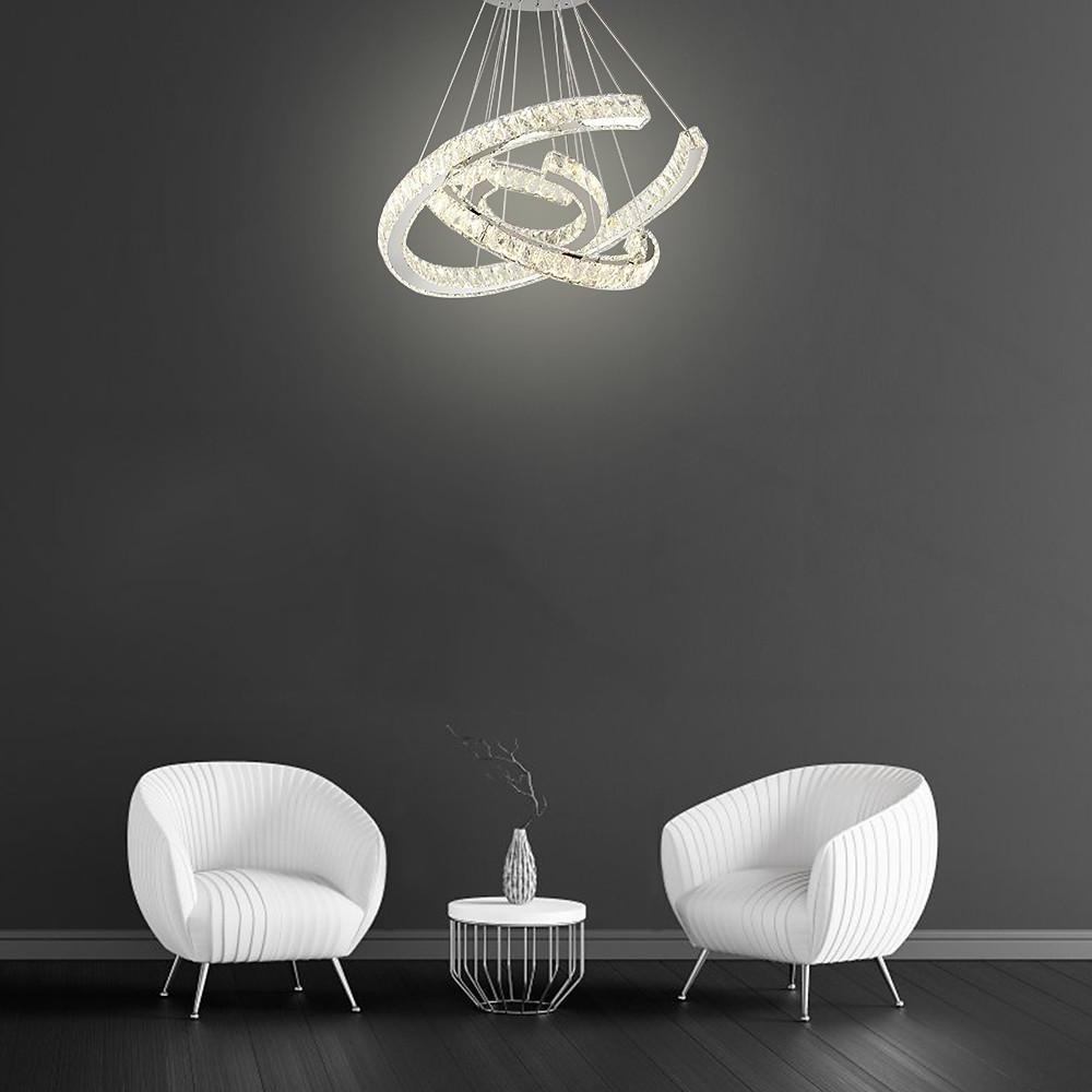 Modern Wave Crystal LED Flush Mount Ceiling Light Stainless Steel Fixture for Dining Room