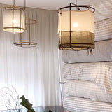 Bamboo and Linen Houselight Pendant Light Natural Organic Hanging Lamp for Living Rooms and Dining Areas