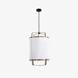 Bamboo and Linen Houselight Pendant Light Natural Organic Hanging Lamp for Living Rooms and Dining Areas