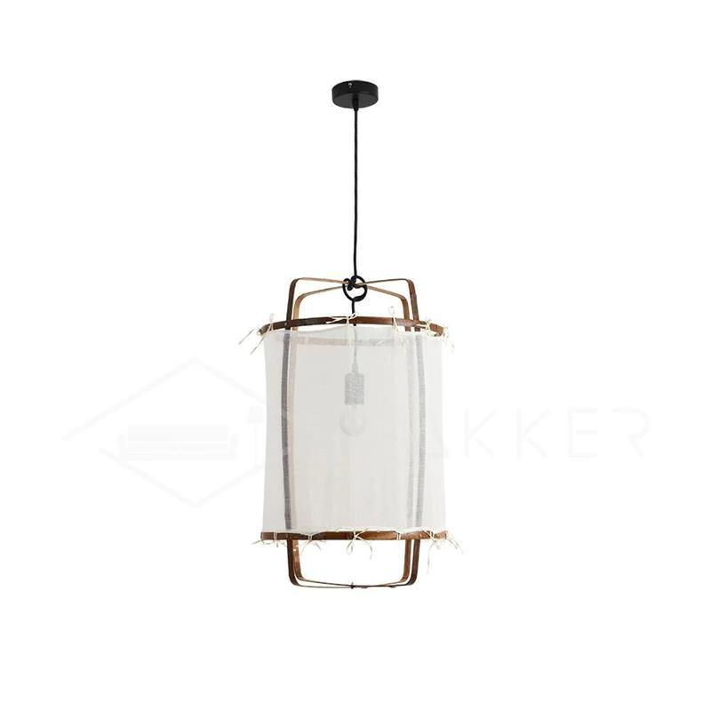 Bamboo and Linen Houselight Pendant Light Natural Organic Hanging Lamp for Living Rooms and Dining Areas