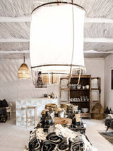 Bamboo and Linen Houselight Pendant Light Natural Organic Hanging Lamp for Living Rooms and Dining Areas