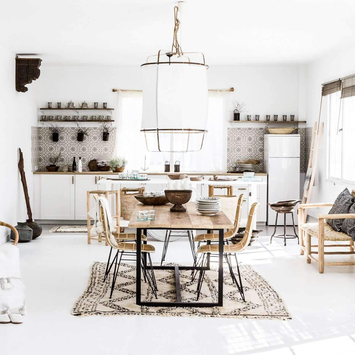 Bamboo and Linen Houselight Pendant Light Natural Organic Hanging Lamp for Living Rooms and Dining Areas