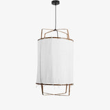 Bamboo and Linen Houselight Pendant Light Natural Organic Hanging Lamp for Living Rooms and Dining Areas