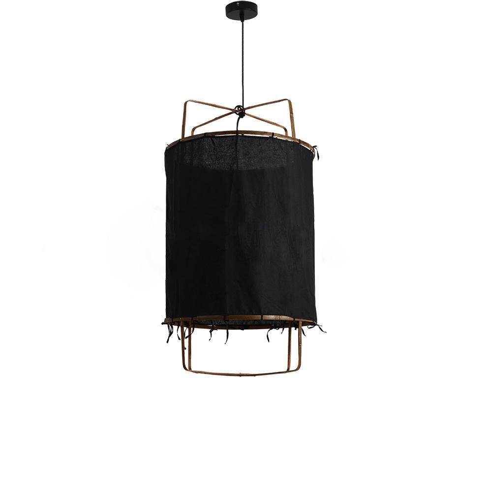 Bamboo and Linen Houselight Pendant Light Natural Organic Hanging Lamp for Living Rooms and Dining Areas