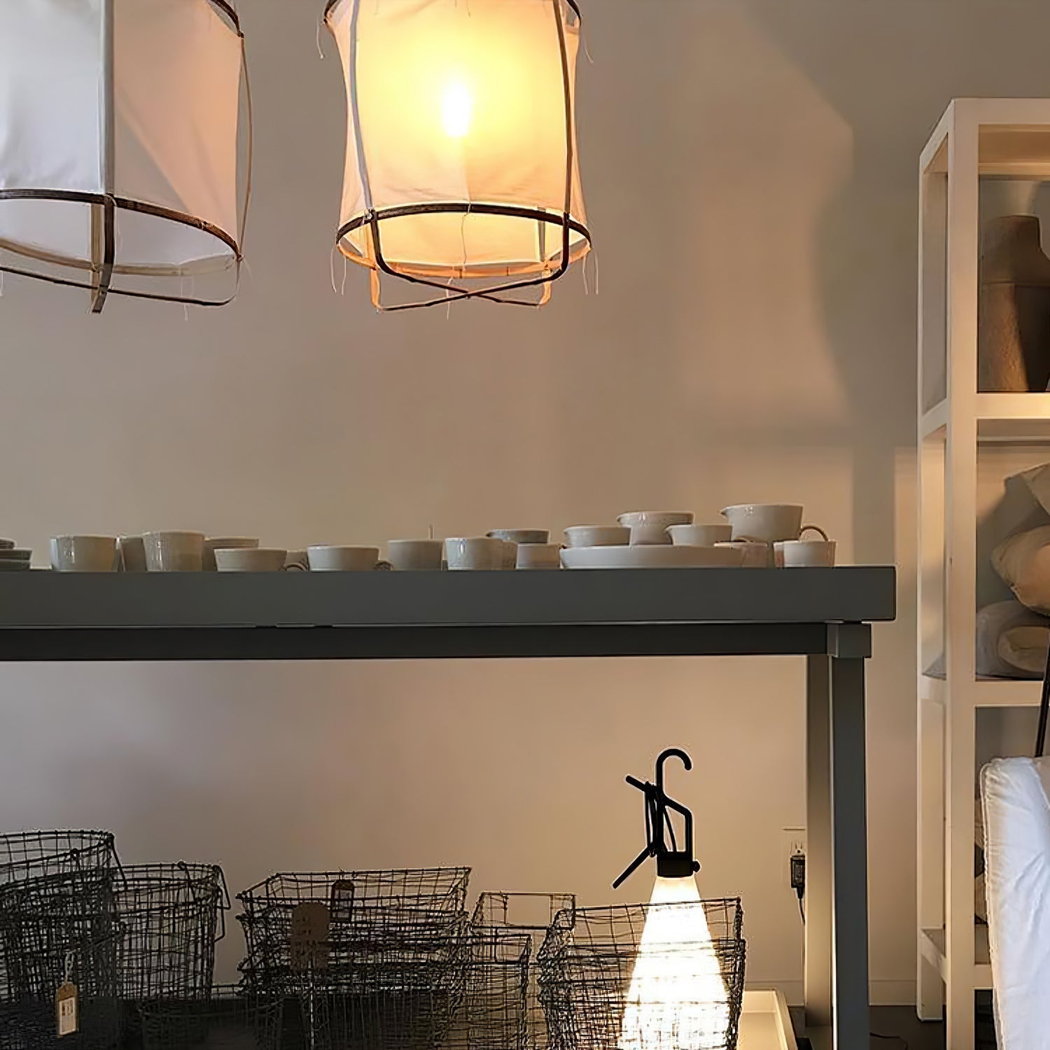 Bamboo and Linen Houselight Pendant Light Natural Organic Hanging Lamp for Living Rooms and Dining Areas