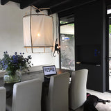 Bamboo and Linen Houselight Pendant Light Natural Organic Hanging Lamp for Living Rooms and Dining Areas