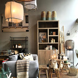Bamboo and Linen Houselight Pendant Light Natural Organic Hanging Lamp for Living Rooms and Dining Areas