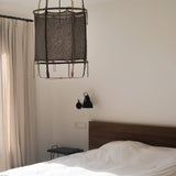 Bamboo and Linen Houselight Pendant Light Natural Organic Hanging Lamp for Living Rooms and Dining Areas