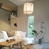 Bamboo and Linen Houselight Pendant Light Natural Organic Hanging Lamp for Living Rooms and Dining Areas