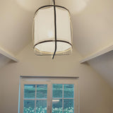 Bamboo and Linen Houselight Pendant Light Natural Organic Hanging Lamp for Living Rooms and Dining Areas