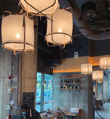Bamboo and Linen Houselight Pendant Light Natural Organic Hanging Lamp for Living Rooms and Dining Areas