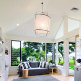 Bamboo and Linen Houselight Pendant Light Natural Organic Hanging Lamp for Living Rooms and Dining Areas