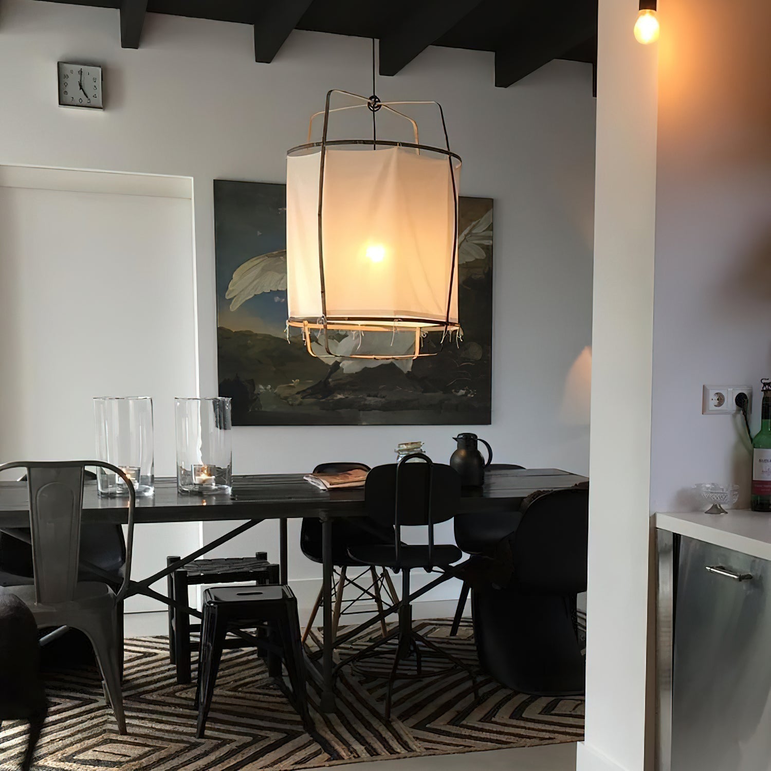 Bamboo and Linen Houselight Pendant Light Natural Organic Hanging Lamp for Living Rooms and Dining Areas