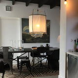 Bamboo and Linen Houselight Pendant Light Natural Organic Hanging Lamp for Living Rooms and Dining Areas
