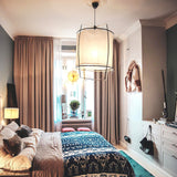 Bamboo and Linen Houselight Pendant Light Natural Organic Hanging Lamp for Living Rooms and Dining Areas