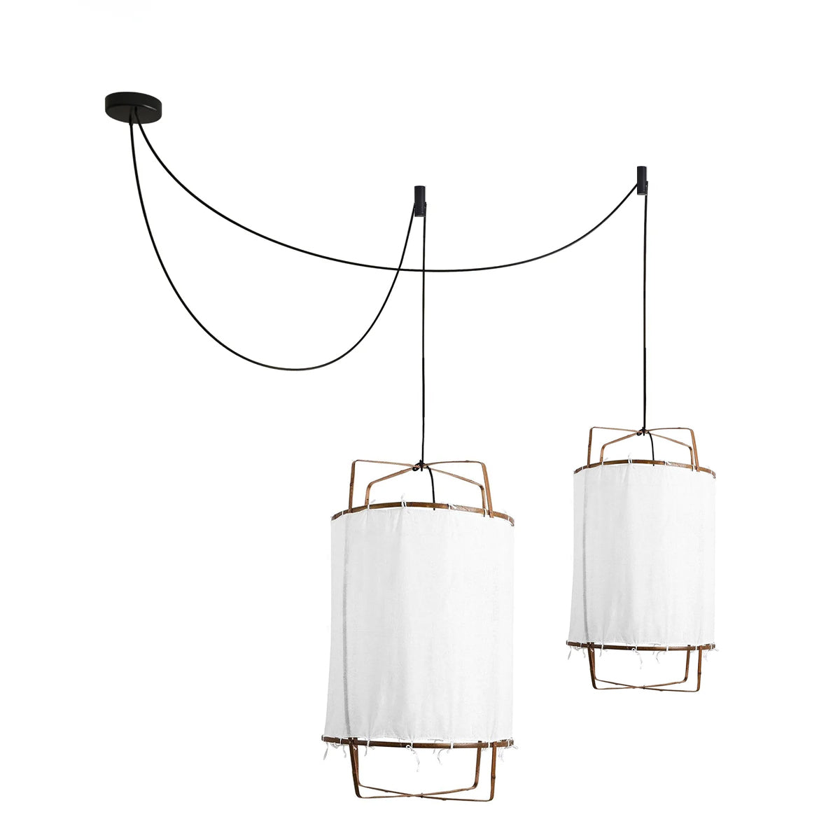 Bamboo and Linen Houselight Pendant Light Natural Organic Hanging Lamp for Living Rooms and Dining Areas
