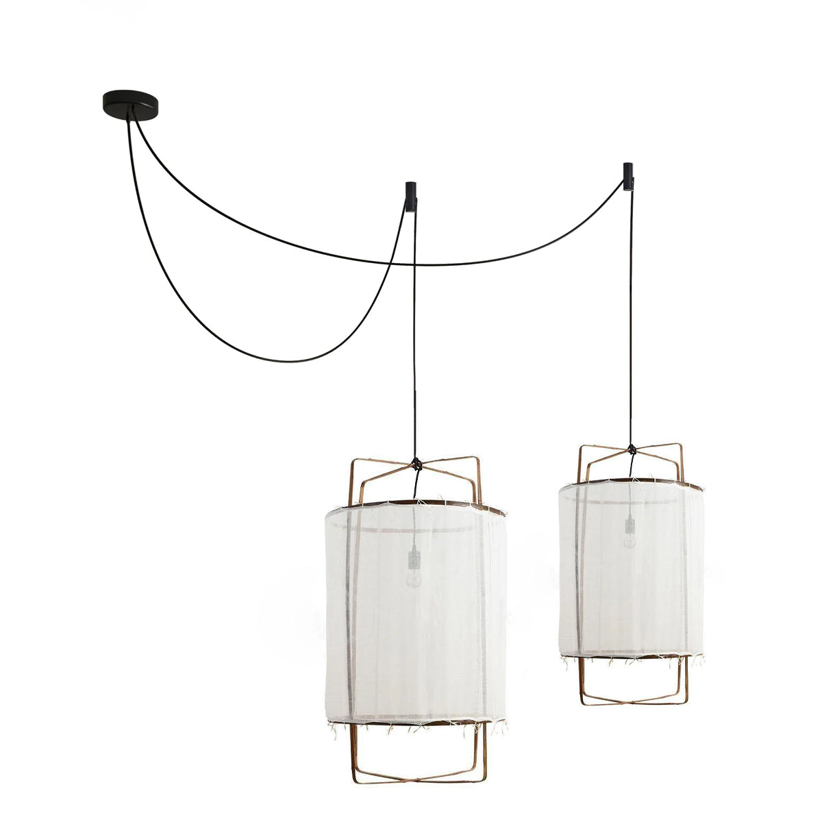 Bamboo and Linen Houselight Pendant Light Natural Organic Hanging Lamp for Living Rooms and Dining Areas