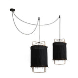 Bamboo and Linen Houselight Pendant Light Natural Organic Hanging Lamp for Living Rooms and Dining Areas
