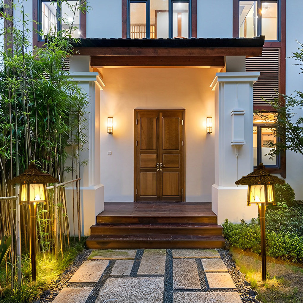 Bamboo Waterproof Outdoor Path Lights and Farmhouse Garden Lawn Lighting Fixture