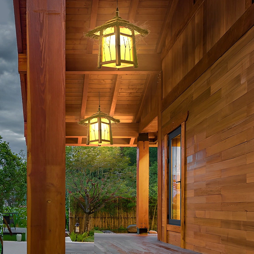 Bamboo Waterproof Outdoor Path Lights and Farmhouse Garden Lawn Lighting Fixture