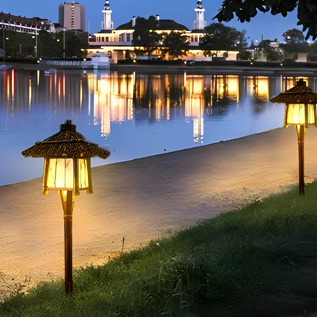 Bamboo Waterproof Outdoor Path Lights and Farmhouse Garden Lawn Lighting Fixture
