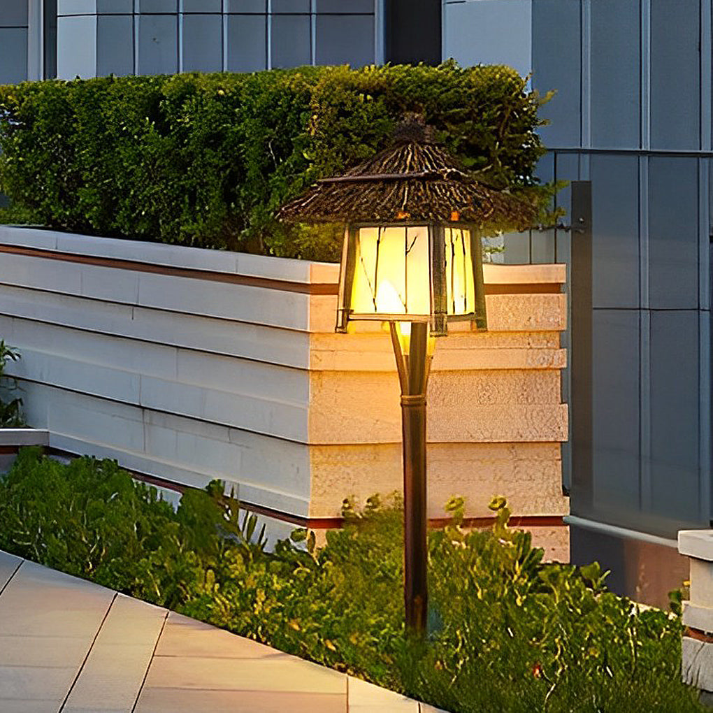 Bamboo Waterproof Outdoor Path Lights and Farmhouse Garden Lawn Lighting Fixture