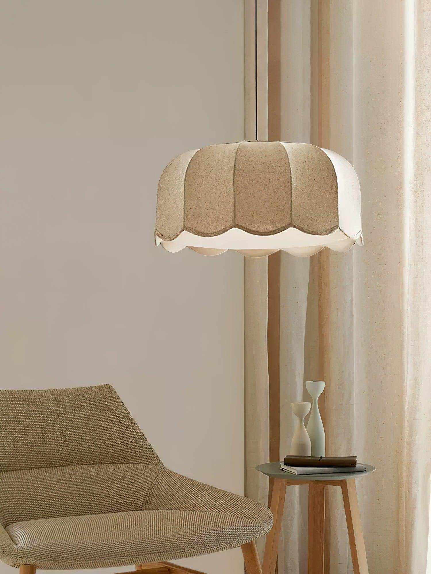 Banana Leaf Fabric Pendant Lamp Modern Organic Ceiling Chandelier for Dining Room and Living Area