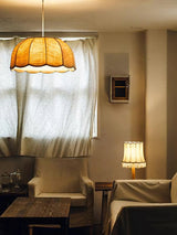 Banana Leaf Fabric Pendant Lamp Modern Organic Ceiling Chandelier for Dining Room and Living Area