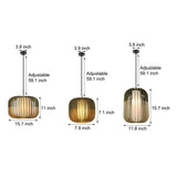 Basswood Japanese Lantern Pendant Light Minimalist Wood Fabric Shade LED Chandelier for Home Decor