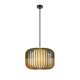 Basswood Japanese Lantern Pendant Light Minimalist Wood Fabric Shade LED Chandelier for Home Decor
