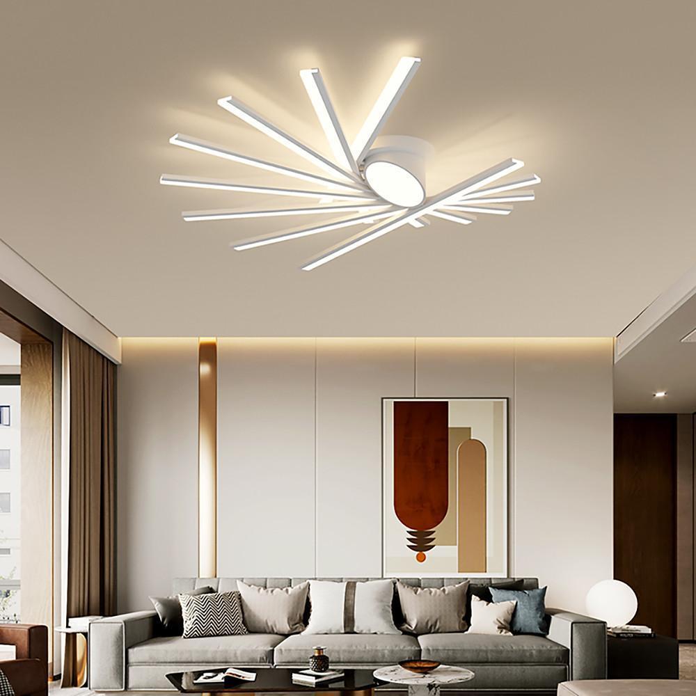 Modern Minimalist White LED Flush Mount Ceiling Light with Linear Oval Stick Design