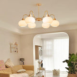 Bauhaus Cream Glass Persimmon Chandelier Mid Century Modern Hanging Pendant Light