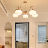 Bauhaus Cream Glass Persimmon Chandelier Mid Century Modern Hanging Pendant Light