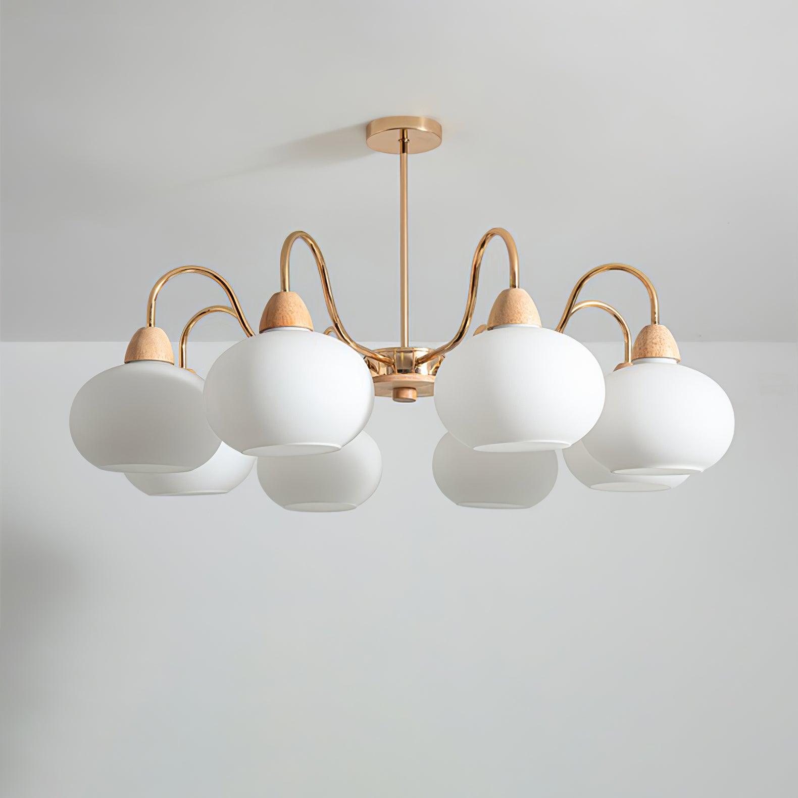 Bauhaus Cream Glass Persimmon Chandelier Mid Century Modern Hanging Pendant Light