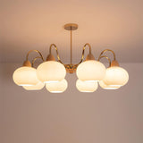 Bauhaus Cream Glass Persimmon Chandelier Mid Century Modern Hanging Pendant Light