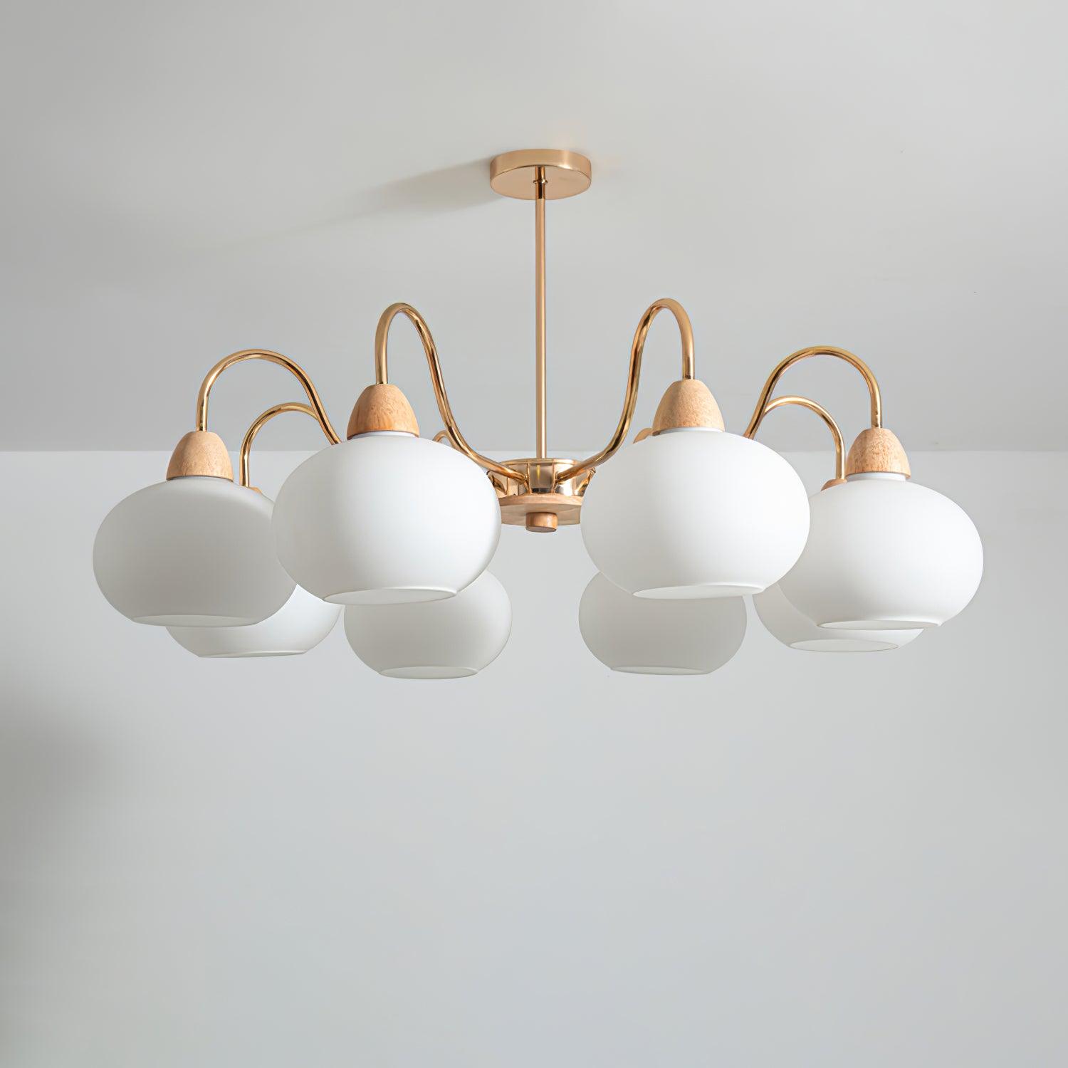 Bauhaus Cream Glass Persimmon Chandelier Mid Century Modern Hanging Pendant Light
