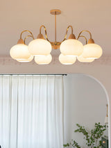 Bauhaus Cream Glass Persimmon Chandelier Mid Century Modern Hanging Pendant Light