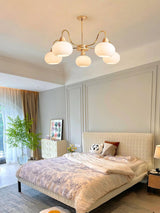Bauhaus Cream Glass Persimmon Chandelier Mid Century Modern Hanging Pendant Light