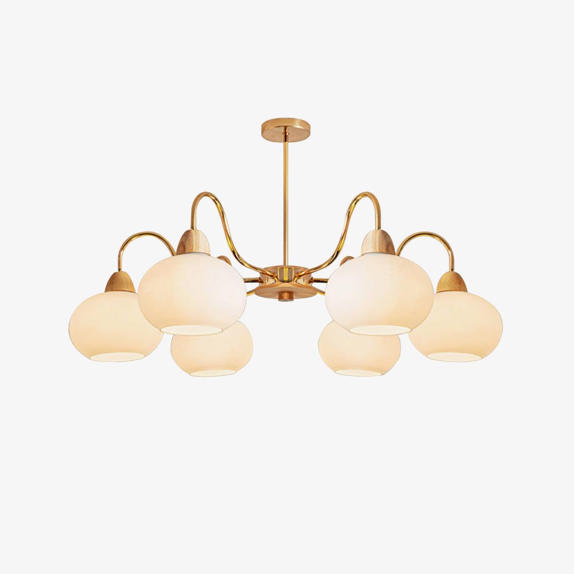 Bauhaus Cream Glass Persimmon Chandelier Mid Century Modern Hanging Pendant Light