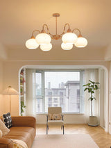 Bauhaus Cream Glass Persimmon Chandelier Mid Century Modern Hanging Pendant Light