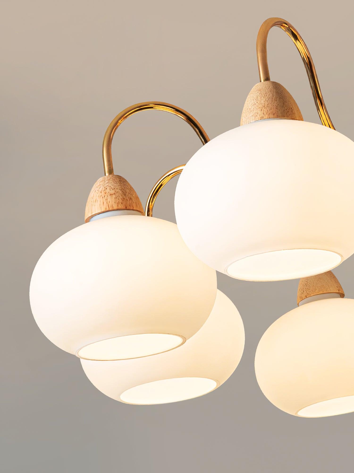 Bauhaus Cream Glass Persimmon Chandelier Mid Century Modern Hanging Pendant Light