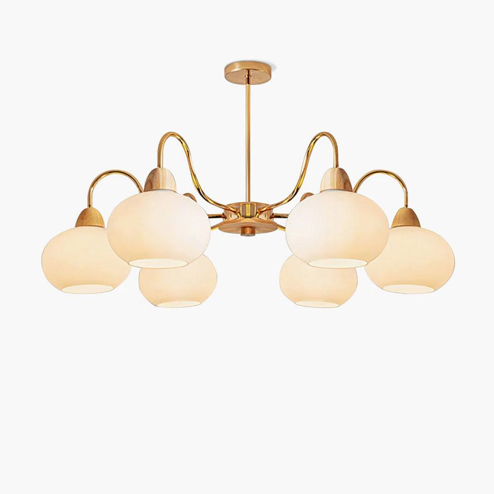 Bauhaus Cream Glass Persimmon Chandelier Mid Century Modern Hanging Pendant Light