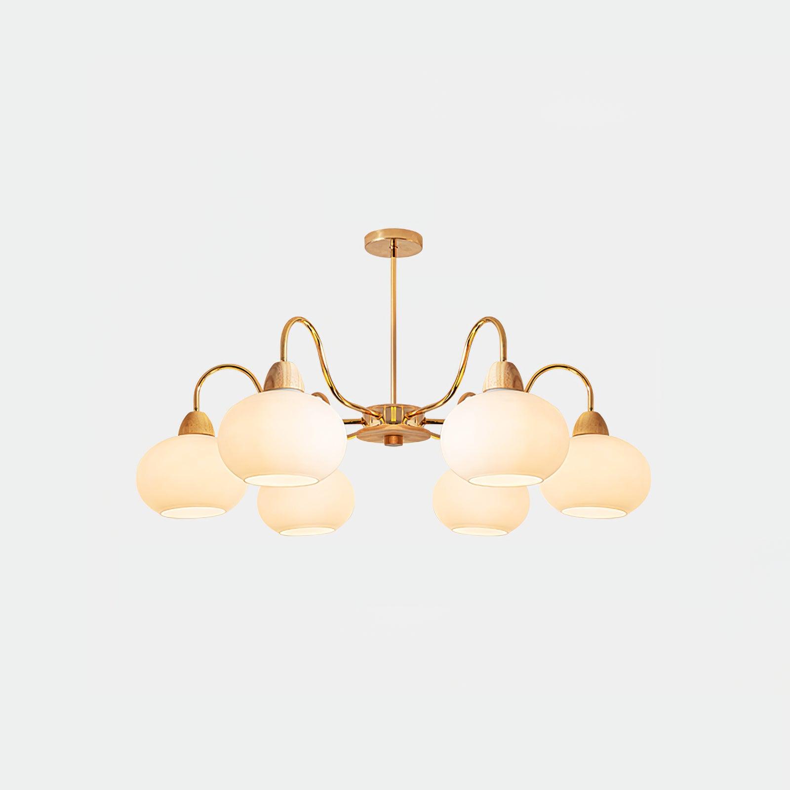Bauhaus Cream Glass Persimmon Chandelier Mid Century Modern Hanging Pendant Light