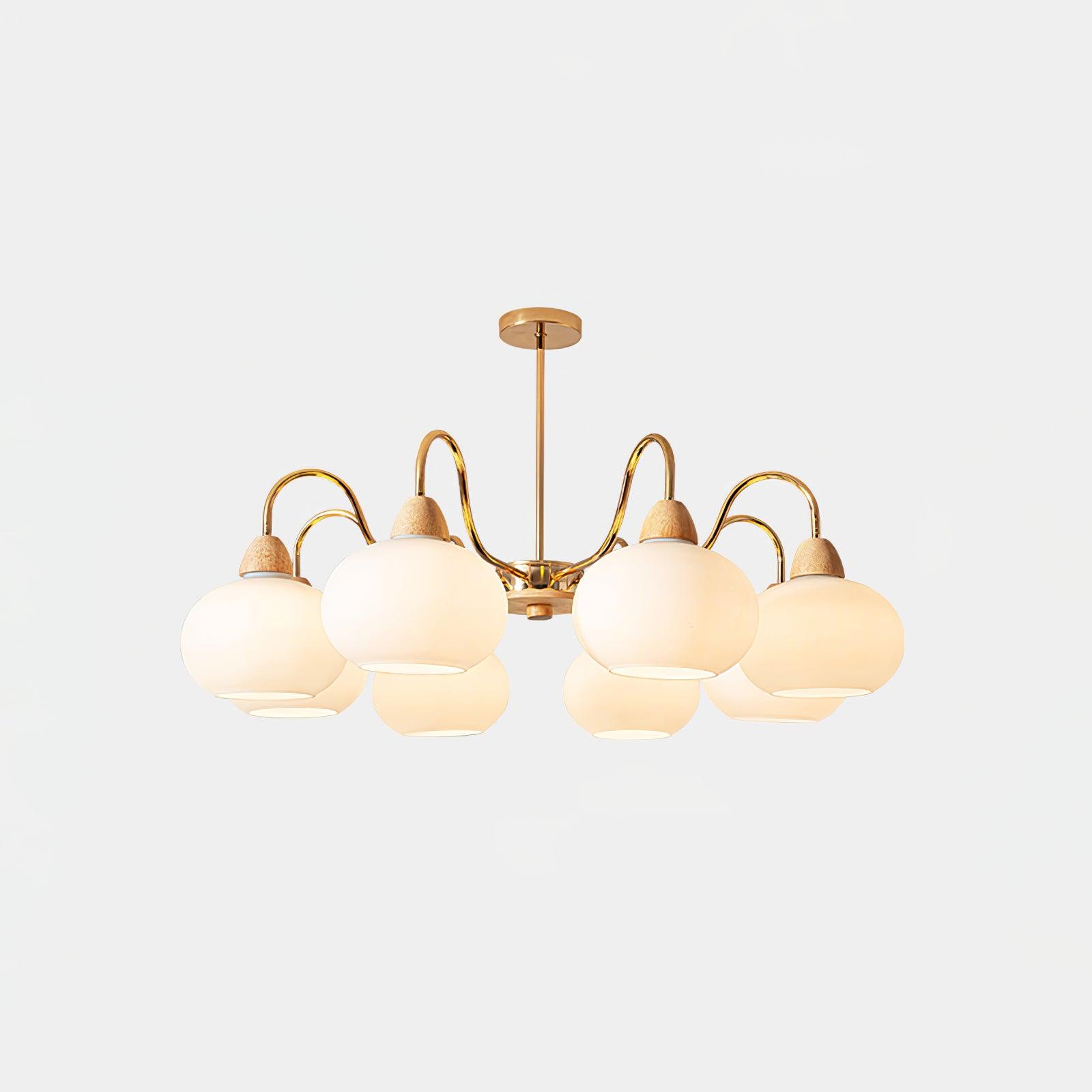 Bauhaus Cream Glass Persimmon Chandelier Mid Century Modern Hanging Pendant Light