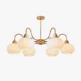 Bauhaus Cream Glass Persimmon Chandelier Mid Century Modern Hanging Pendant Light