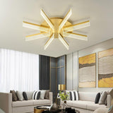 Modern Gold Petal Design LED Flush Mount Ceiling Lamp for Living Room Bedroom