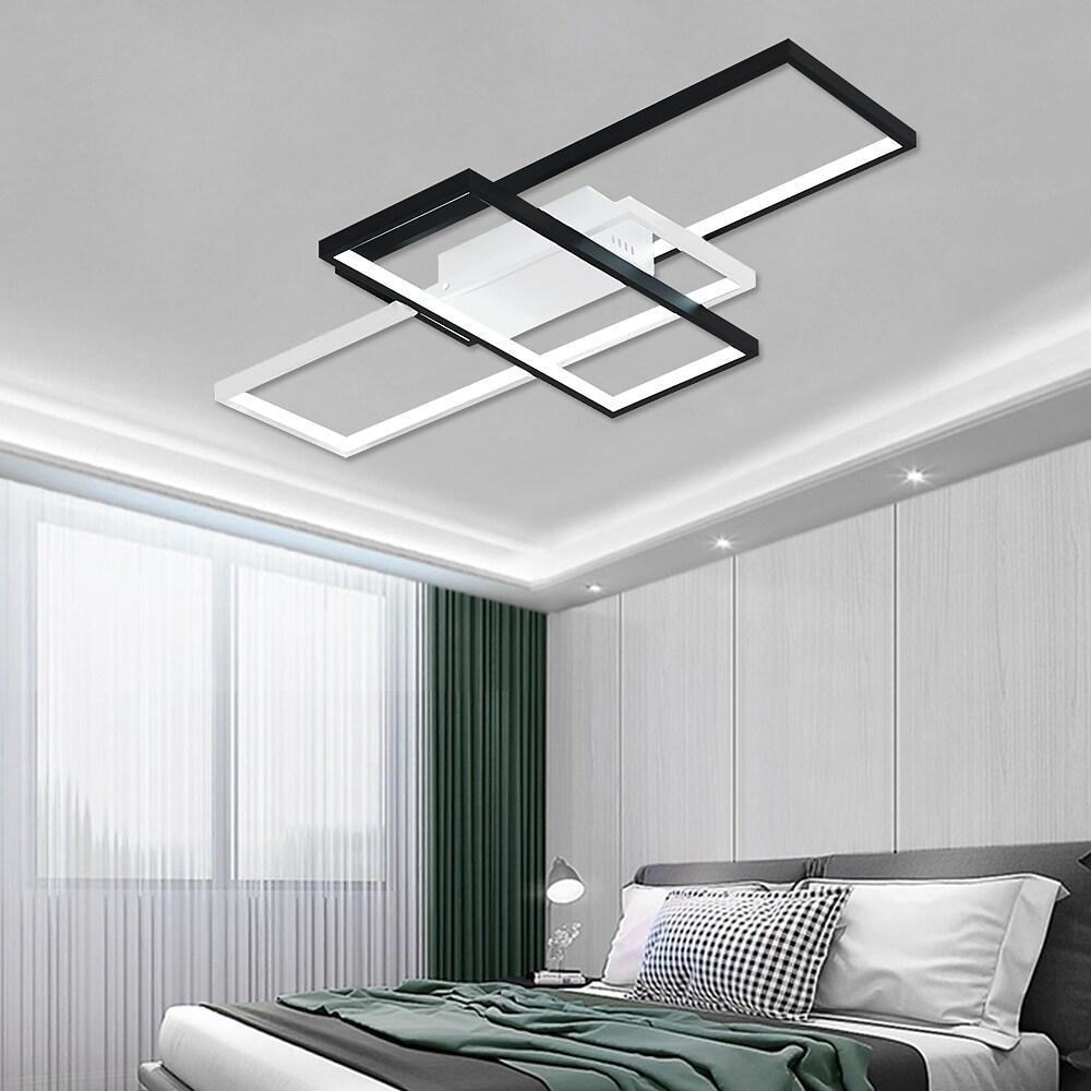 Modern Rectangular 3 Tier LED Flush Mount Ceiling Lamp Large Geometric Integrated Lighting Fixture