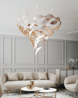 Bennett Modern Layered Crown Chandelier with Integrated LED and Glass Shades for Living Room